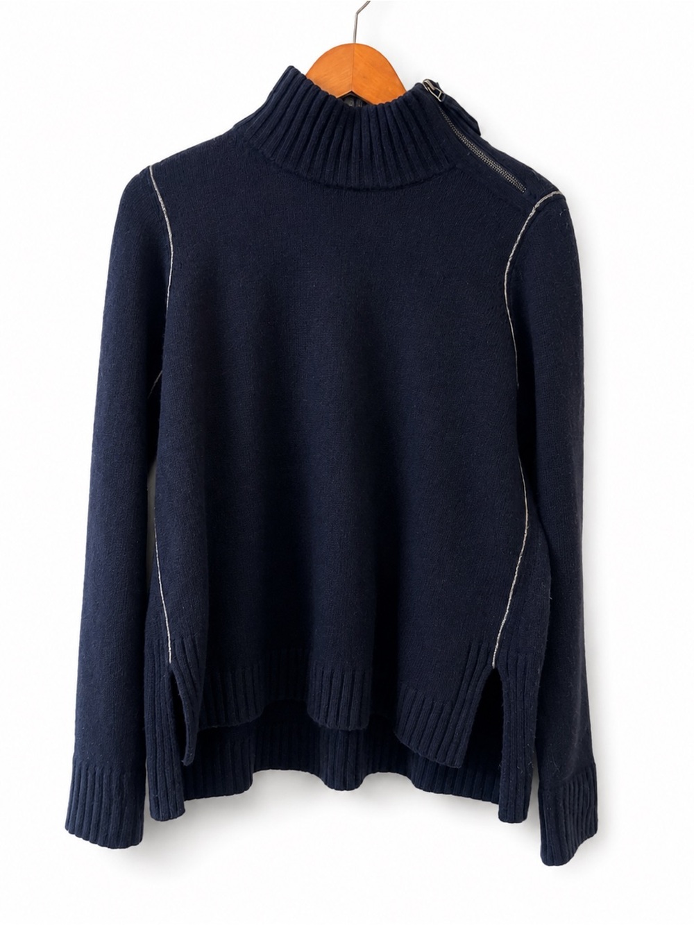 Vince Wool Cashmere Zip Neck Sweater Women’s Large Navy